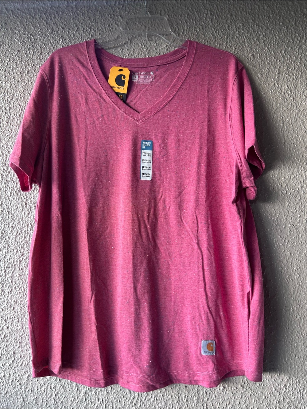 Carhartt Heathered Pink Rose V-Neck Short Sleeve Tee 2X NWT